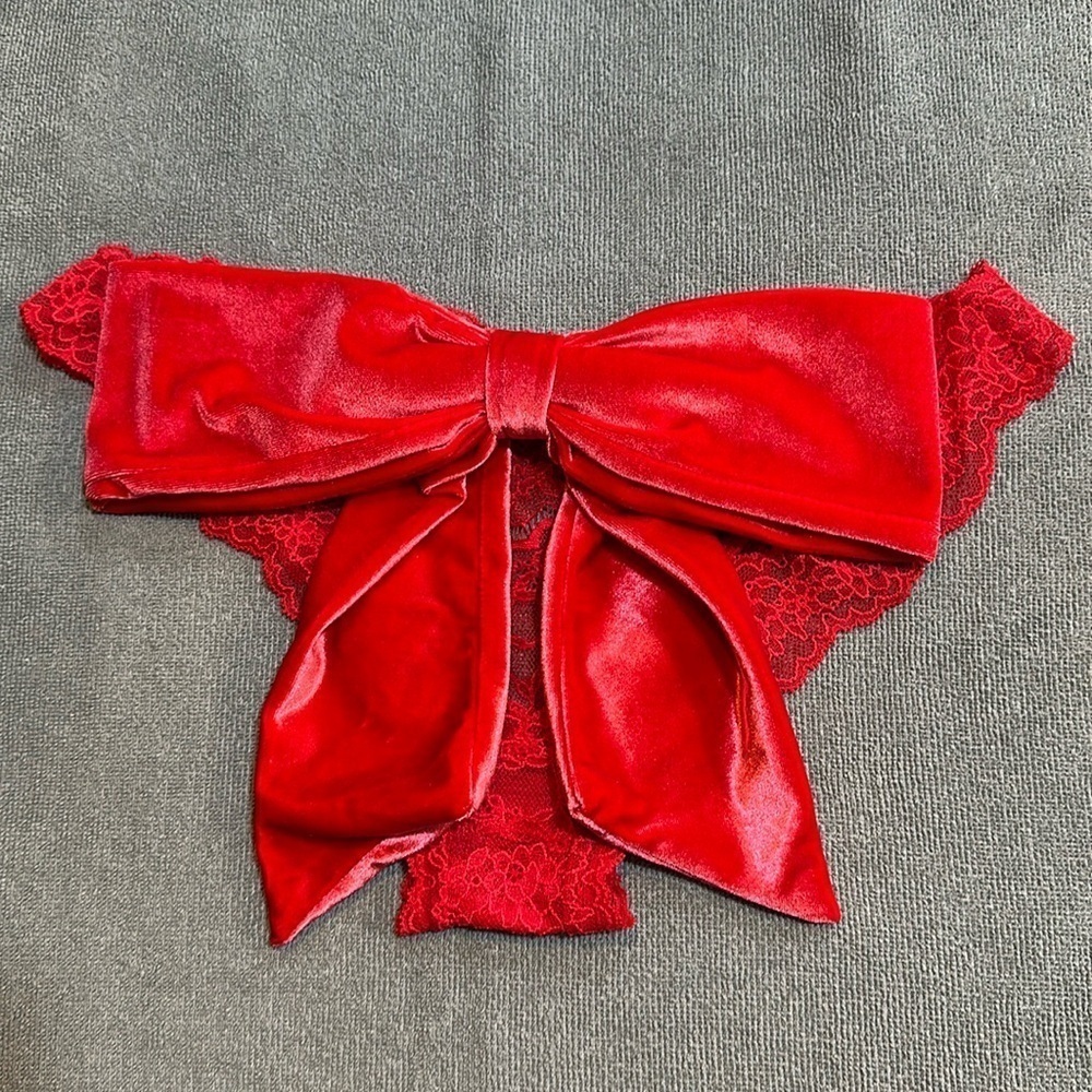 Victoria’s Secret Lace and Velvet Bow Cheekini Panty Size Medium